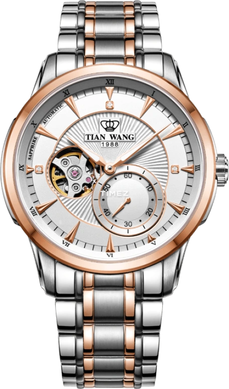 TianWang,Round Times ,Stainless Steel,Rose Gold,White,Automatic,Sapphire,Glass,Round,GS5962TP,GS5962TP/D