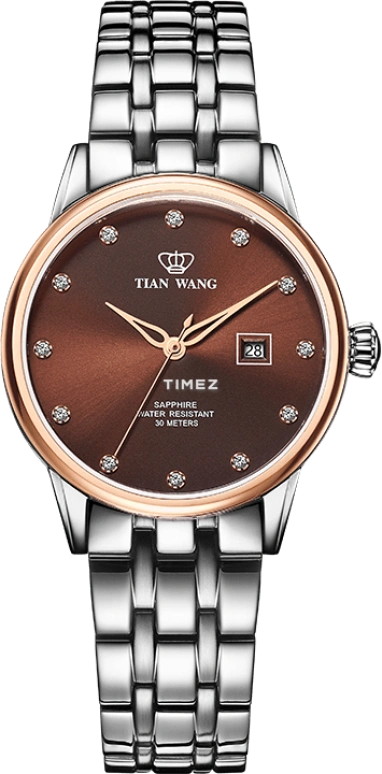 TianWang,Star ,Stainless Steel,Coffee,Quartz,Day,Sapphire,Glass,LS31011TP,LS31011TP.D.S.C