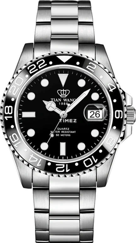 TianWang,Other ,Stainless Steel,Black,Quartz,Day,Anti-magnetic,GS5971S,GS5971S/D-C