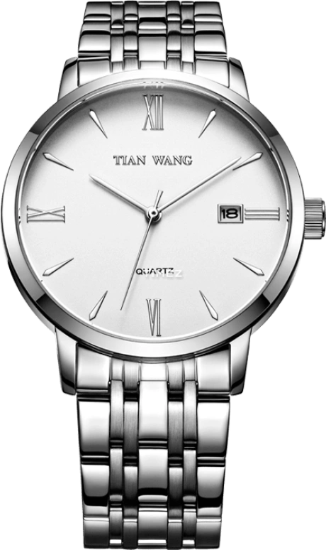TianWang,Cardiac ,Stainless Steel,White,Quartz,Day,Sapphire,Crystal Glass,GS3774S,GS3774S/D-A-1