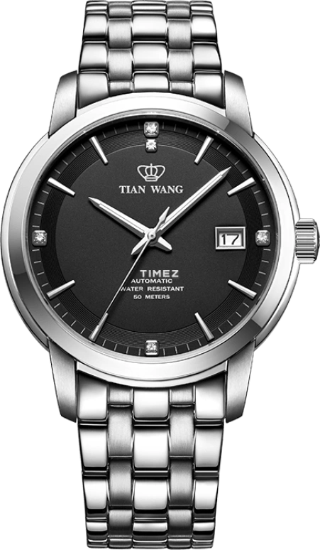 TianWang,MOUNTAINS ,Stainless Steel,Black,Automatic,Day,Sapphire,Glass,GS5959S,GS5959S.D.S.B