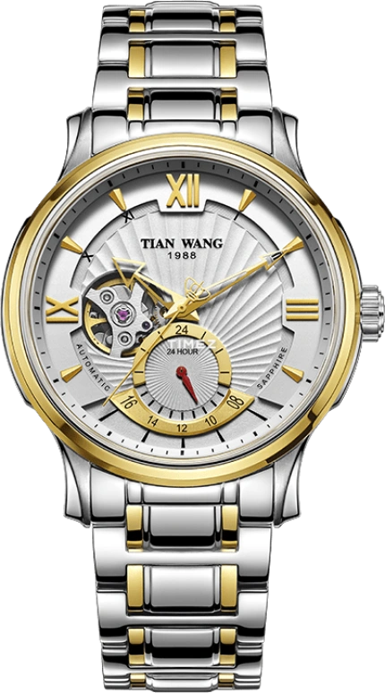 TianWang,Round Times ,Stainless Steel,White,Automatic,Sapphire,Glass,Round,GS5945T,GS5945T.D.T.W