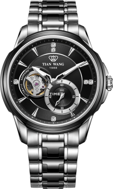 TianWang,Round Times ,Stainless Steel,Ceramic,Black,Automatic,Chronograph,Sapphire,Glass,GS5966SB,GS5966SB/D