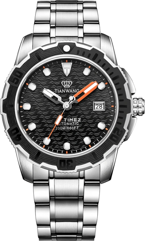 TianWang,Bluefin 43mm,43mm,Stainless Steel,Black,Automatic,Day,Sapphire,Crystal Glass,GS201180S,GS201180S.D.S.B
