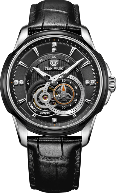 TianWang,Round Times ,Stainless Steel,Black,Automatic,Sapphire,Crystal Glass,Round,GS5836SB,GS5836SB/D