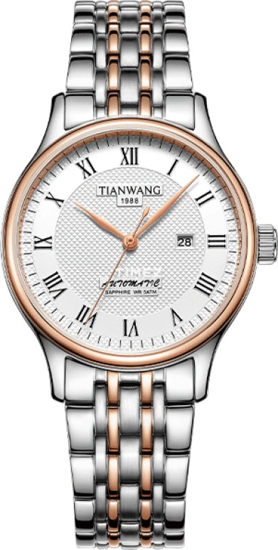 TianWang,Cardiac ,Stainless Steel,White,Automatic,Day,Crystal Glass,LS51202TP,LS51202TP.D.TP.W-1
