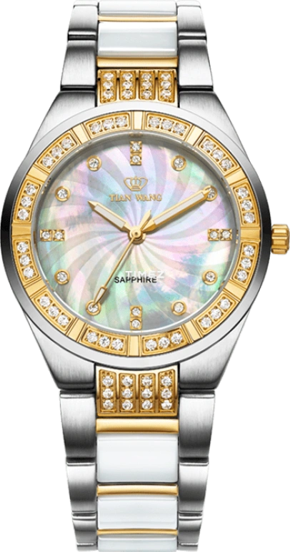 TianWang,Shine ,Stainless Steel,White,Quartz,Sapphire,Glass,Round,LS3664T