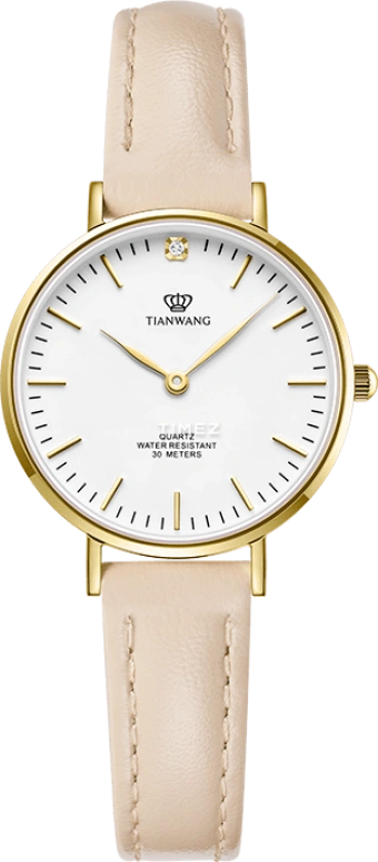 TianWang,TWINKLE 29mm,29mm,Stainless Steel,White,Quartz,Crystal Glass,Round,LS3851G,LS3851G.LI.W