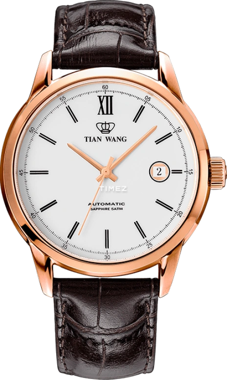 TianWang,Other ,Stainless Steel,Rose Gold,White,Automatic,Day,Sapphire,Glass,GS5920P,GS5920P/D