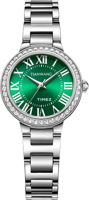 TianWang,Other 27mm,27mm,Stainless Steel,Green,Quartz,Crystal Glass,Round,LS31357S,LS31357S.S.E