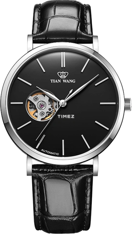 TianWang,Kunlun ,Stainless Steel,Black,Automatic,Crystal Glass,Glass,Round,GS5992S,GS5992S.LB.B
