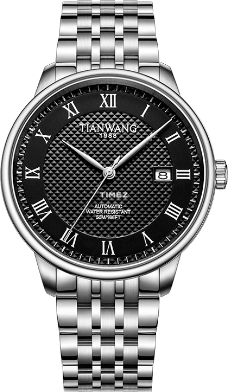 TianWang,Kunlun 42mm,42mm,Stainless Steel,Black,Automatic,Day,Sapphire,GS51318S,GS51318S.D.S.B