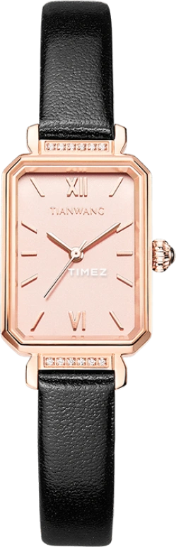 TianWang,Other 27mm,27mm,Stainless Steel,Pink Gold,Quartz,Crystal Glass,Rectangular,LS31283P,LS31283P.LB.K.A