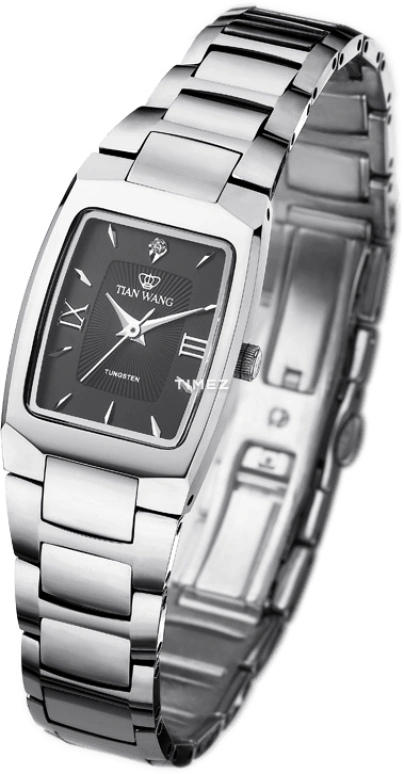 TianWang,Sharp ,Stainless Steel,Black,Quartz,Sapphire,Crystal Glass,Tonneau,LT3526N