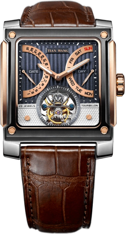 TianWang,Tianjue Tourbillon ,Stainless Steel,White,Black,Handwound,Date,Day,Tourbillon,GS5622PB,GS5622PB/DD