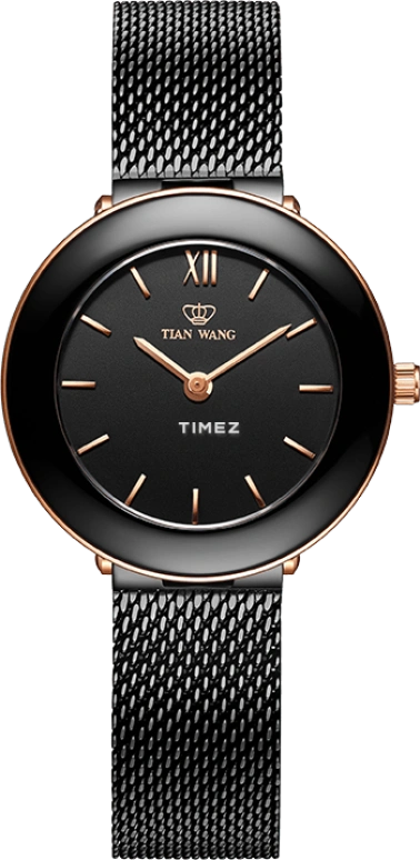 TianWang,MS ,Stainless Steel,Rose Gold,Black,Quartz,Sapphire,Crystal Glass,Round,LS31038CPB,LS31038CPB.B.B