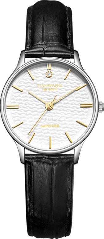 TianWang,18K GOLD ,Stainless Steel,White,Quartz,Crystal Glass,Round,LS31331S,LS31331S.LB.KW