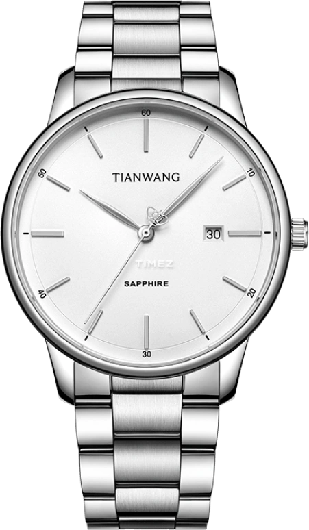 TianWang,Sea ,Stainless Steel,Silver White,Quartz,Day,Sapphire,Crystal Glass,GS31193S,GS31193S.D.S.W