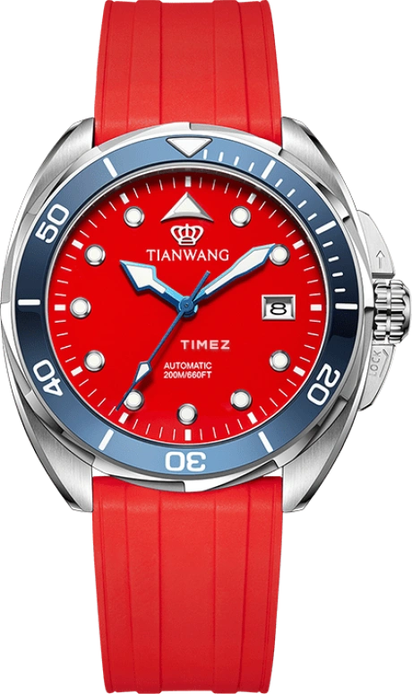 TianWang Bluefin GS201392SU.D.PU.W RED DIAL BAND