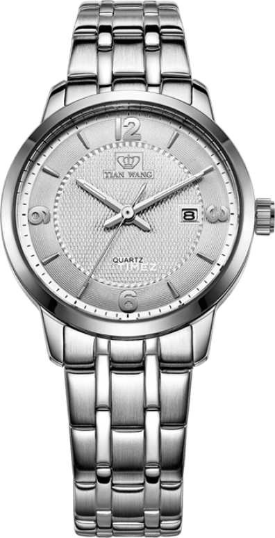 TianWang,Other 24mm,24mm,Stainless Steel,Silver White,Quartz,Day,Crystal Glass,LS3727S,LS3727S/D-A