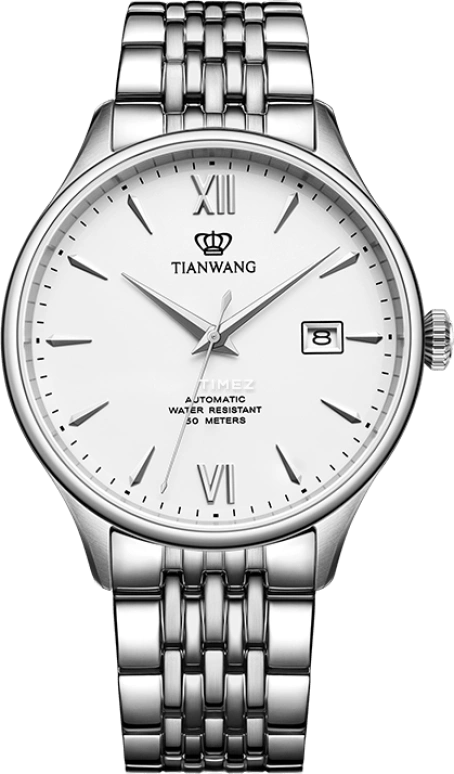 TianWang,Kunlun 41.50mm,41.50mm,Stainless Steel,White,Automatic,Day,Crystal Glass,GS51298S,GS51298S.D.S.W