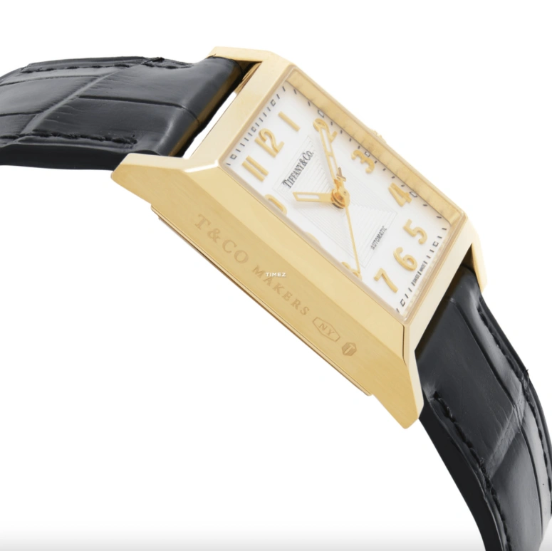 Tiffany,Other 27mm,27mm,Yellow Gold,Silver White,Quartz,Sapphire,Crystal Glass,Square,18K,18K-04