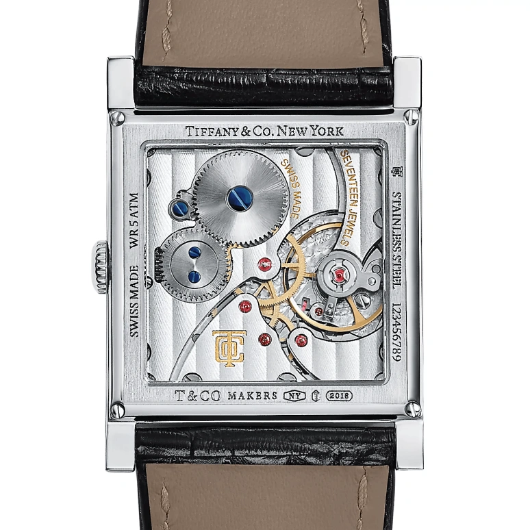 Tiffany,SQUARE 27mm,27mm,Stainless Steel,White,Handwound,Chronograph,Sapphire,Crystal Glass,63182672