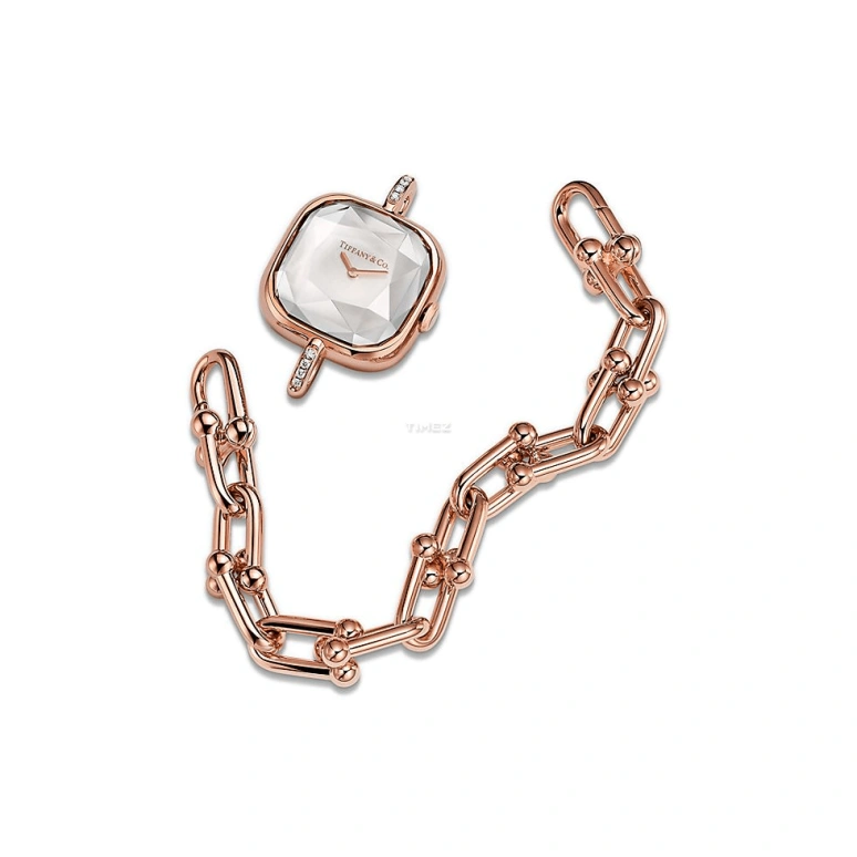 Tiffany,Tiffany HardWear 24.50mm,24.50mm,Rose Gold,White,Quartz,Cushion,GRP12329