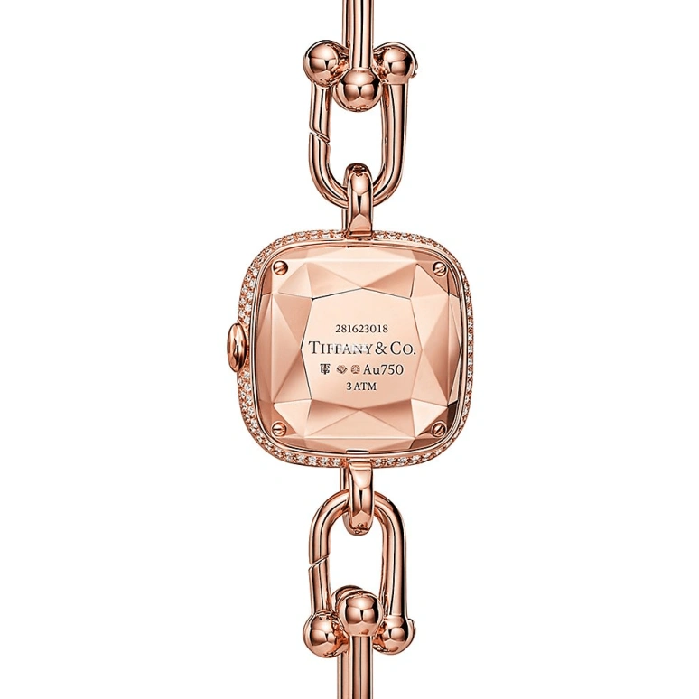 Tiffany,Tiffany HardWear 24.50mm,24.50mm,Rose Gold,Black,Quartz,Cushion,GRP12334