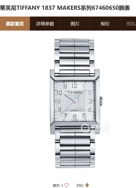 Tiffany,1837 MAKERS 22mm,22mm,Stainless Steel,Grey,Quartz,Sapphire,Crystal Glass,Square,22 ,22 -01