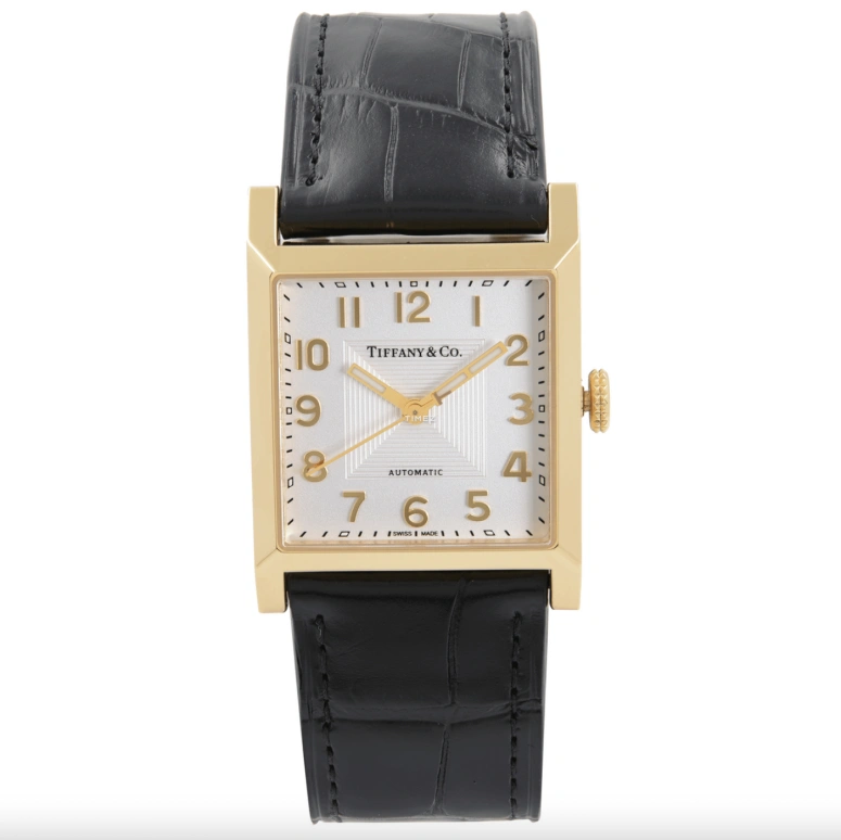 Tiffany,Other 27mm,27mm,Yellow Gold,Silver White,Quartz,Sapphire,Crystal Glass,Square,18K,18K-04