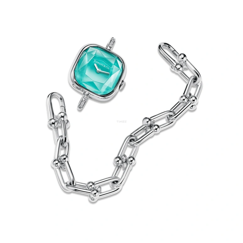 Tiffany,Tiffany HardWear 24.50mm,24.50mm,Stainless Steel,Blue,Quartz,Square,Silver,73331277