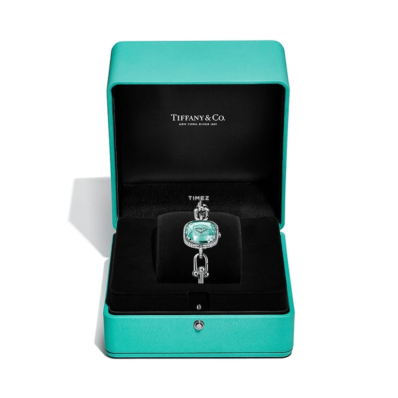 Tiffany,Tiffany HardWear 24.50mm,24.50mm,Stainless Steel,Blue,Quartz,Cushion,Silver,GRP12797