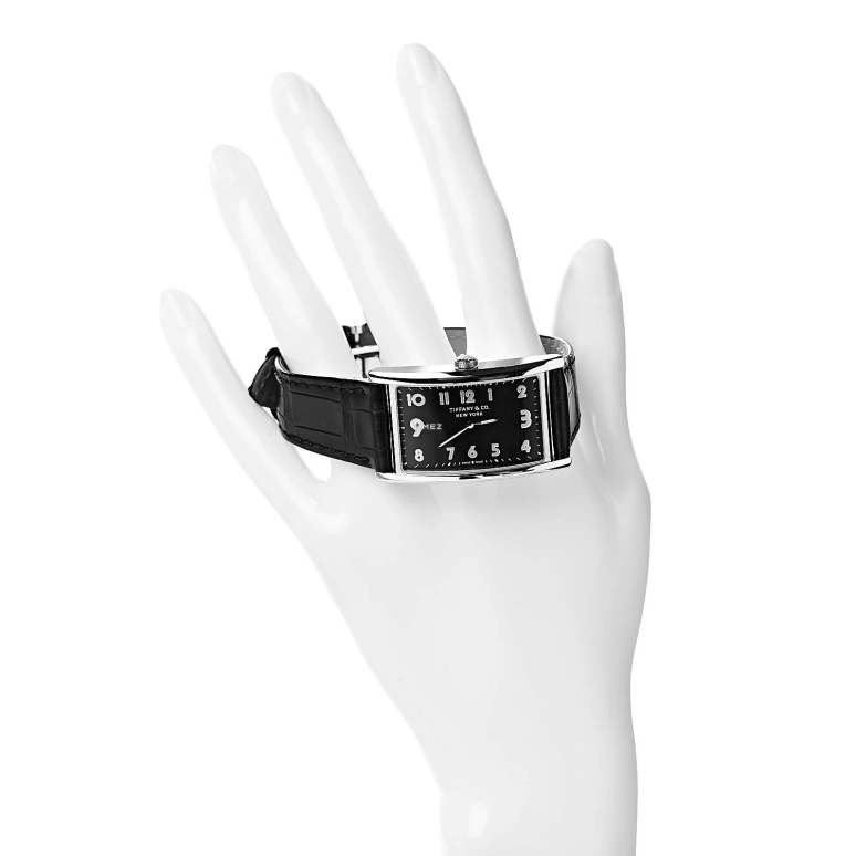 Tiffany,EAST WEST™ 25mm,25mm,Stainless Steel,Black,Quartz,Sapphire,Crystal Glass,Square,44x25,44x25-01