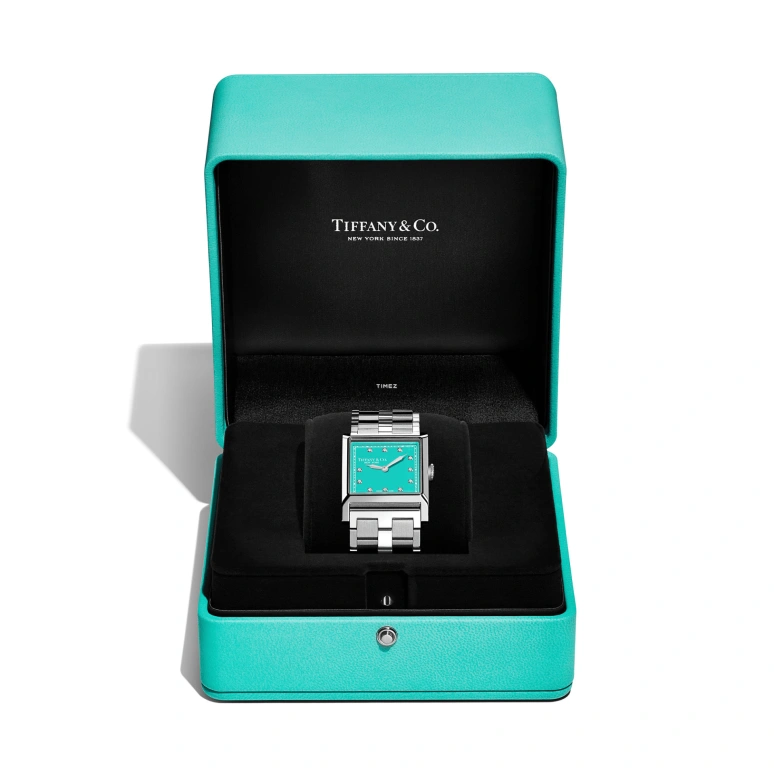 Tiffany,Union Square 27mm,27mm,Stainless Steel,Blue,Quartz,Square,Silver,73344573