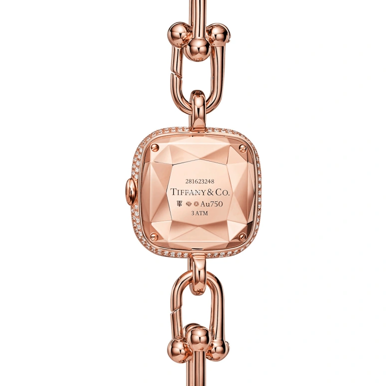 Tiffany,Tiffany HardWear 24.50mm,24.50mm,Rose Gold,Silver,Quartz,Sapphire,Crystal Glass,Cushion,74850170