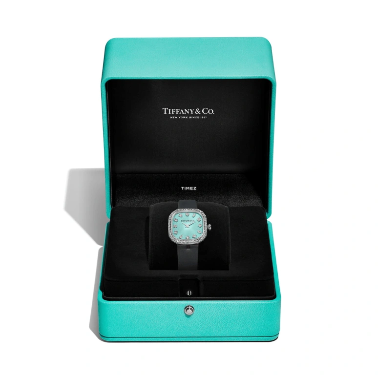 Tiffany,Eternity 28mm,28mm,White Gold,Blue,Quartz,Cushion,Silver,73580862