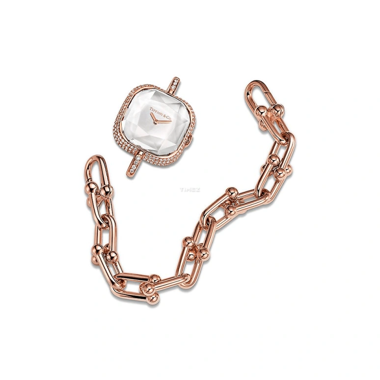 Tiffany,Tiffany HardWear 24.50mm,24.50mm,Rose Gold,White,Quartz,Cushion,GRP12335