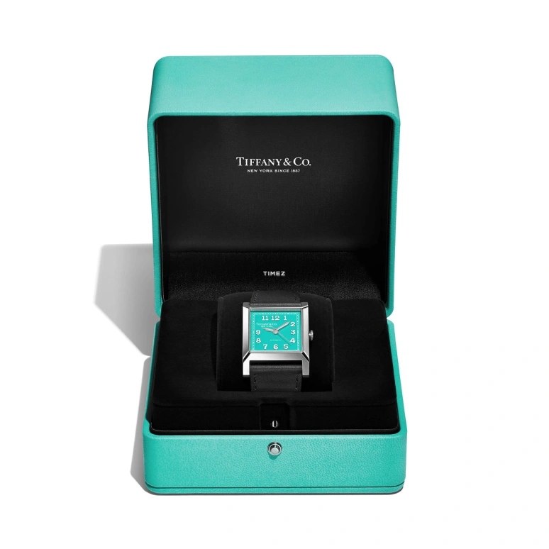 Tiffany,Union Square 30mm,30mm,Stainless Steel,Blue,Automatic,Square,Silver,74850618