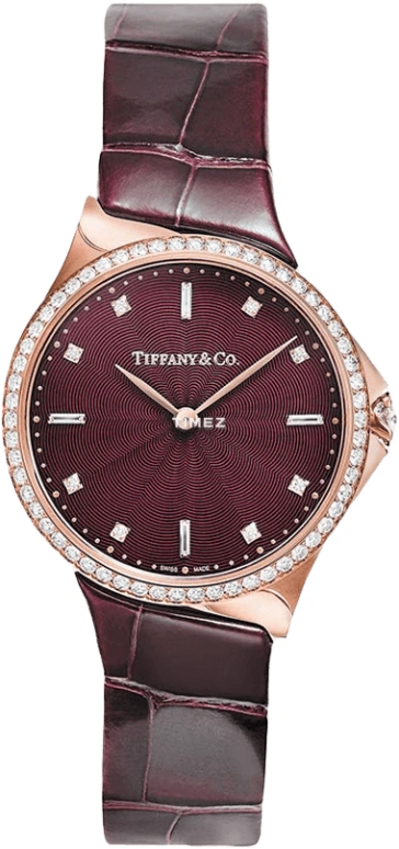Tiffany,METRO 28mm,28mm,Rose Gold,Purple Red,Quartz,Sapphire,Crystal Glass,Round,2,2-HAND 28 -05