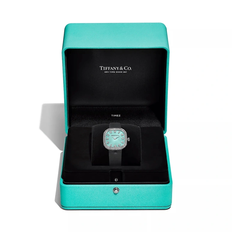 Tiffany,Eternity 28mm,28mm,White Gold,Blue,Quartz,Cushion,Silver,73580854