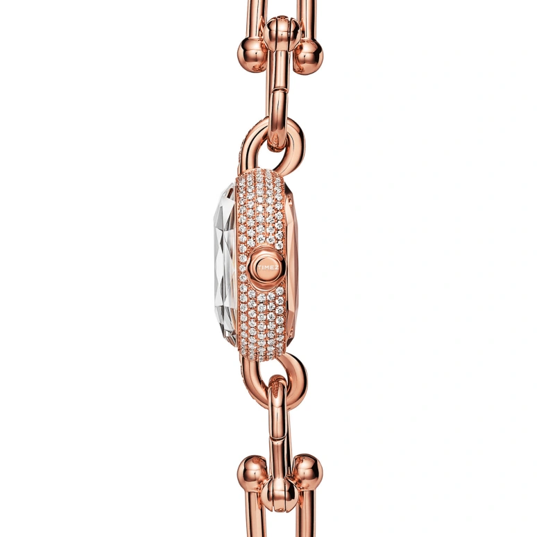 Tiffany,Tiffany HardWear 24.50mm,24.50mm,Rose Gold,Silver,Quartz,Sapphire,Crystal Glass,Cushion,74850170