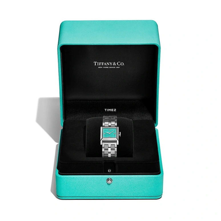 Tiffany,Union Square 20mm,20mm,Stainless Steel,Blue,Quartz,Square,Silver,73332567