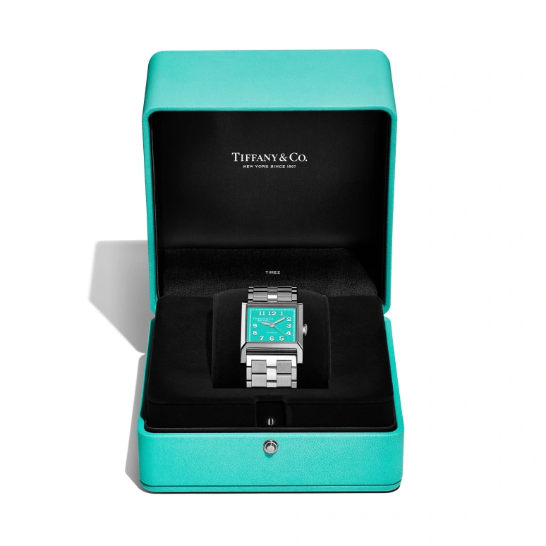 Tiffany,Union Square 27mm,27mm,Stainless Steel,Blue,Quartz,Square,Silver,73344603