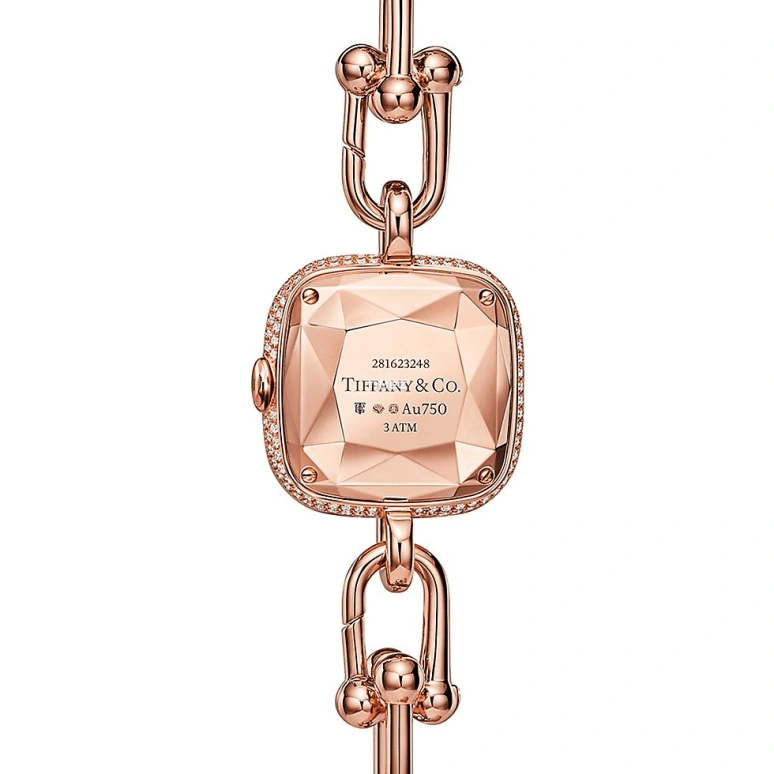 Tiffany,Tiffany HardWear 24.50mm,24.50mm,Rose Gold,White,Quartz,Cushion,GRP12335