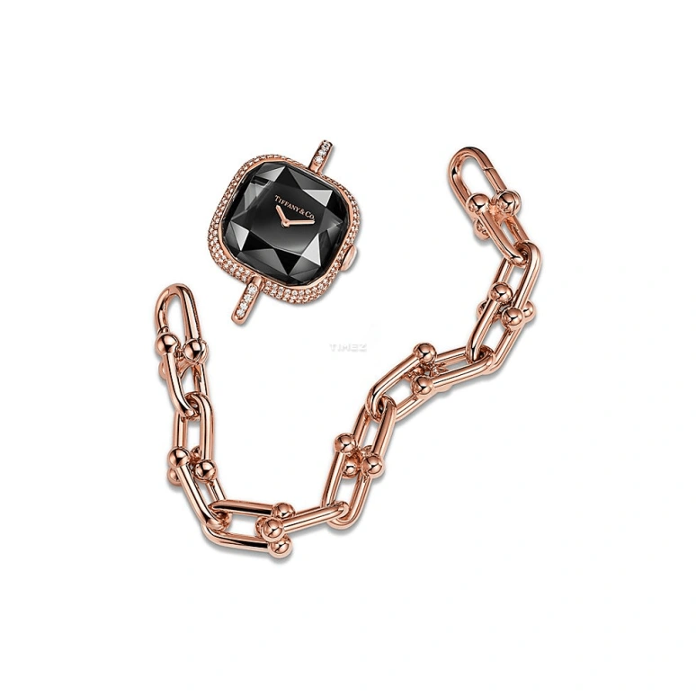 Tiffany,Tiffany HardWear 24.50mm,24.50mm,Rose Gold,Black,Quartz,Cushion,GRP12334