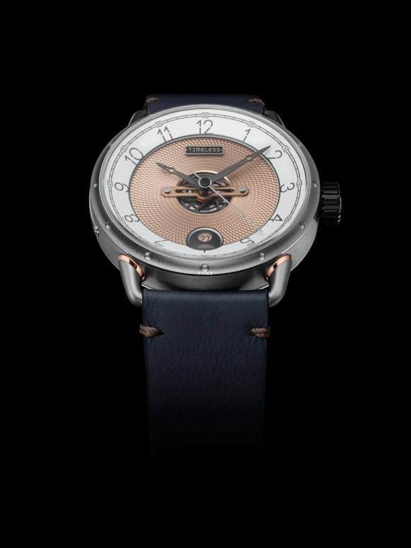 Timeless,Other 41.50mm,41.50mm,Stainless Steel,Rose Gold,White,Automatic,Day,44hours,003 WH,003 WH-G-BL