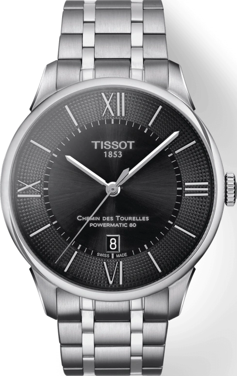 Tissot,Chemin Des Tourelles 42mm,42mm,Stainless Steel,Black,Automatic,Day,80hours,T099,T099.407.11.058.00