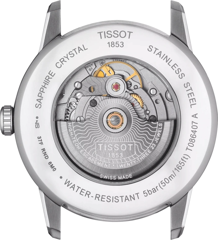Tissot,Luxury 41mm,41mm,Stainless Steel,Silver,Automatic,Day,In-house Caliber,T0864071603700