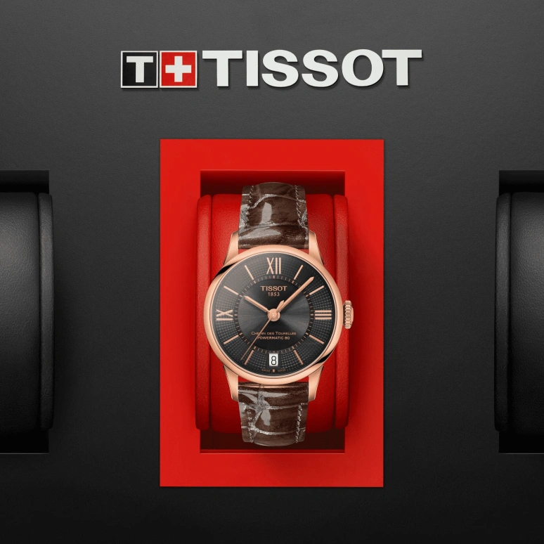 Tissot,Chemin Des Tourelles 32mm,32mm,Stainless Steel,Brown,Automatic,Day,80hours,T099,T099.207.36.448.00